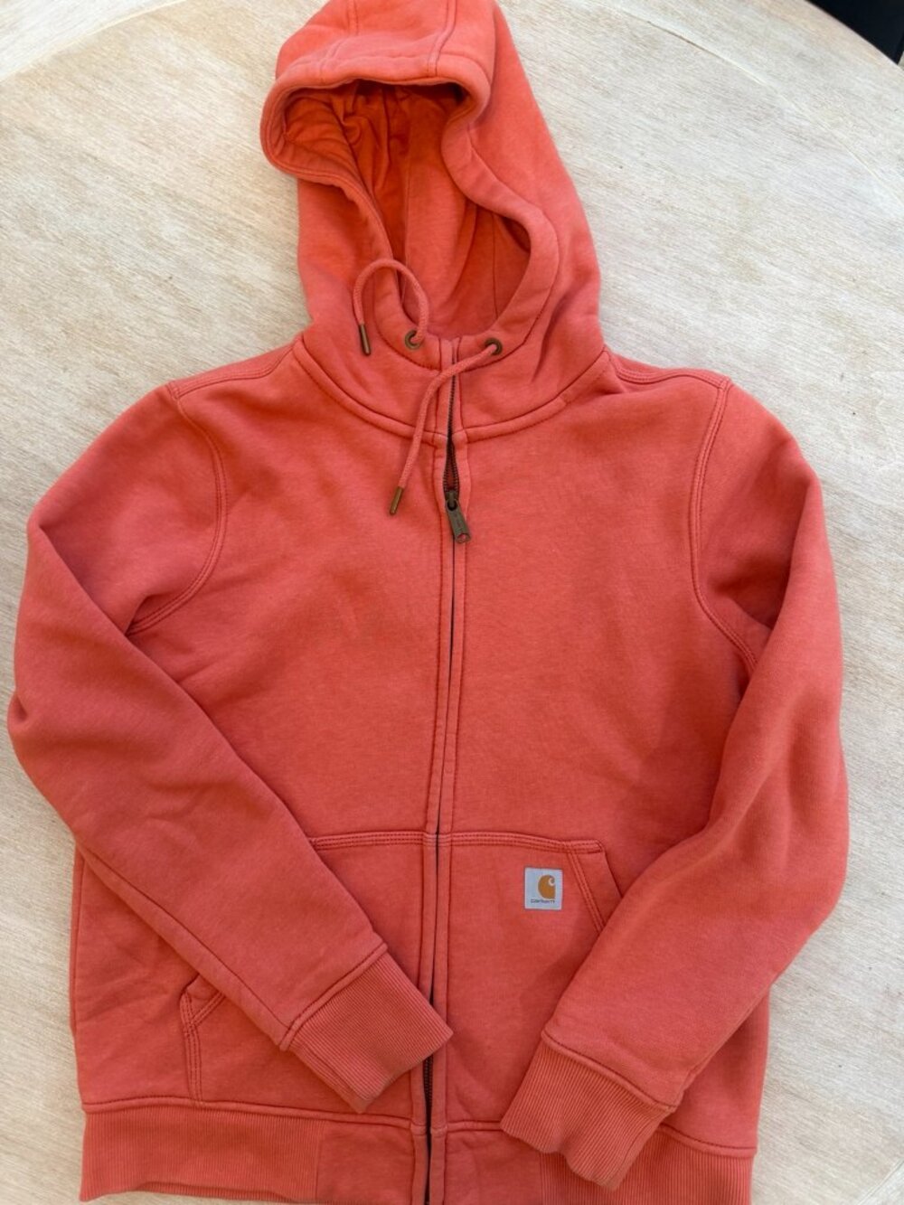 Carhartt Women’s Relaxed Fit Full Zip Hoodie Coral Orange Size M 8/10